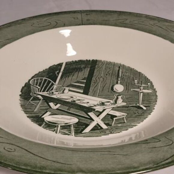 Colonial Homestead by Royal  10" Vegetable Green Serving Bowl 1950s Vintage - Picture 4 of 8